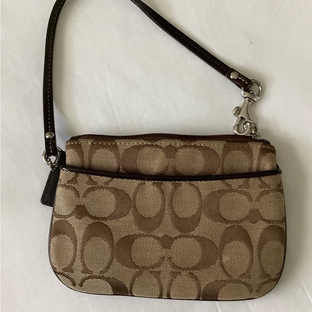 Coach Brown Signature Wristlet